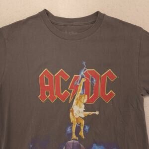 ACDC Band Crew Neck Short Sleeve Graphic T Shirt Mens Size Small S Gray Red